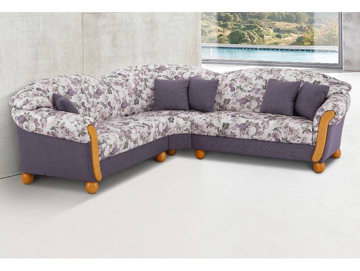 Ecksofa HOME AFFAIRE Milano, bequem mit Federkern, B/T/H 233/233/83cm, Landhausstil, L-Form , lila (flieder, flieder geblümt), B:233cm H:83cm T:233cm, Sofas, Ecksofa, gleichschenklig