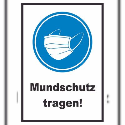 HB-Druck Mundschutz tragen Schild A1 Rückseite selbstklebend