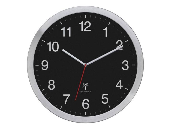 Funkuhr Wanduhr Schwarz/Silberfarben