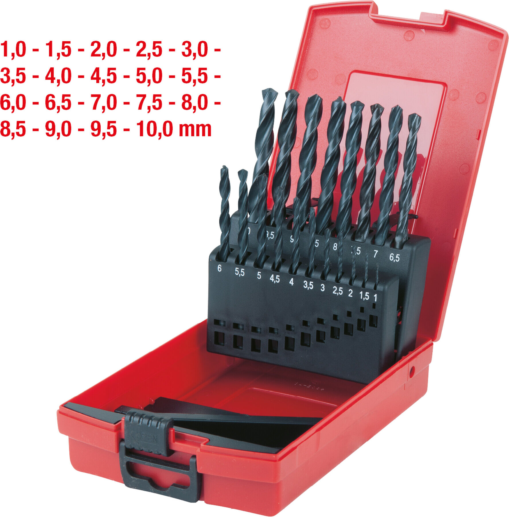 KS Tools HSS-R Spiralbohrer-Satz, Kunststoffkassette, 19-teilig, 1-10mm (330.1620)