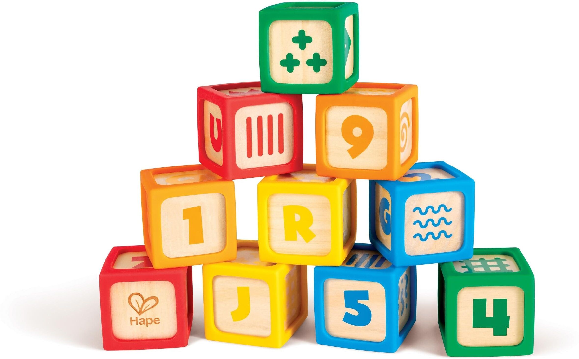 Spielbausteine HAPE "aus Silikon und Holz 10 Stück", Kinder, bunt, Spielbausteine Spielbausteine bunt Einheitsgröße