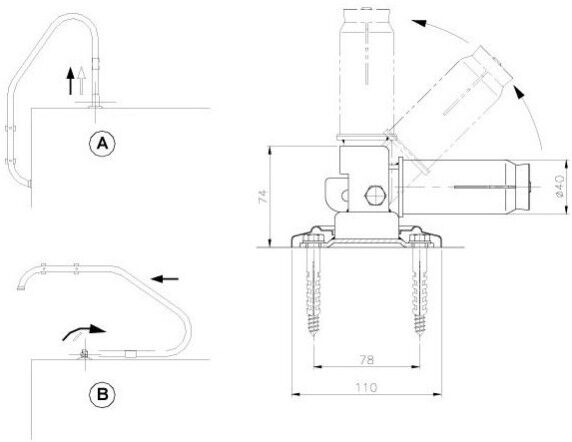 ASTRAL POOL Ancrage articulé pivovant pour échelle diamètre 43mm, en INOX poli