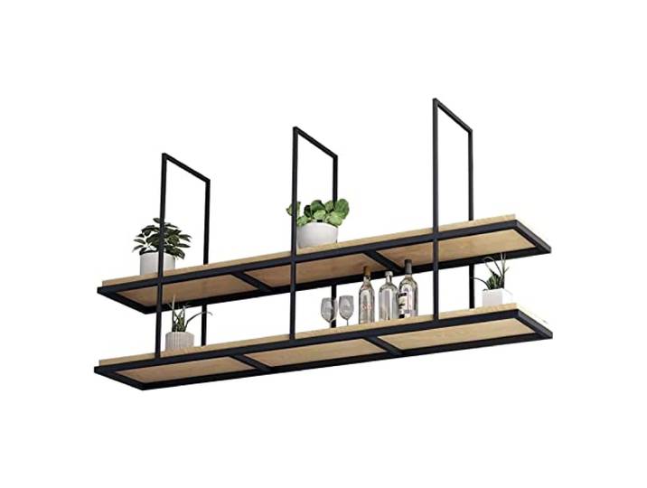 DMCHENGMA Retro Industrial Restaurant Iron Massivholz-Deckenregal, hängende schwebende Regale, 2-stöckige Regalstangen-Deckendekorations-Lagerregale (Size : 120x30x80cm)