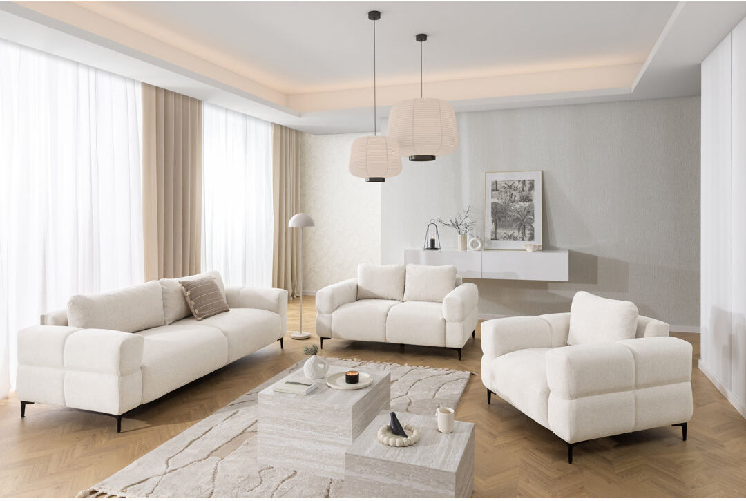 S-Style Furniture Cardea 3 Piece Standard Living Room Set Cream 3