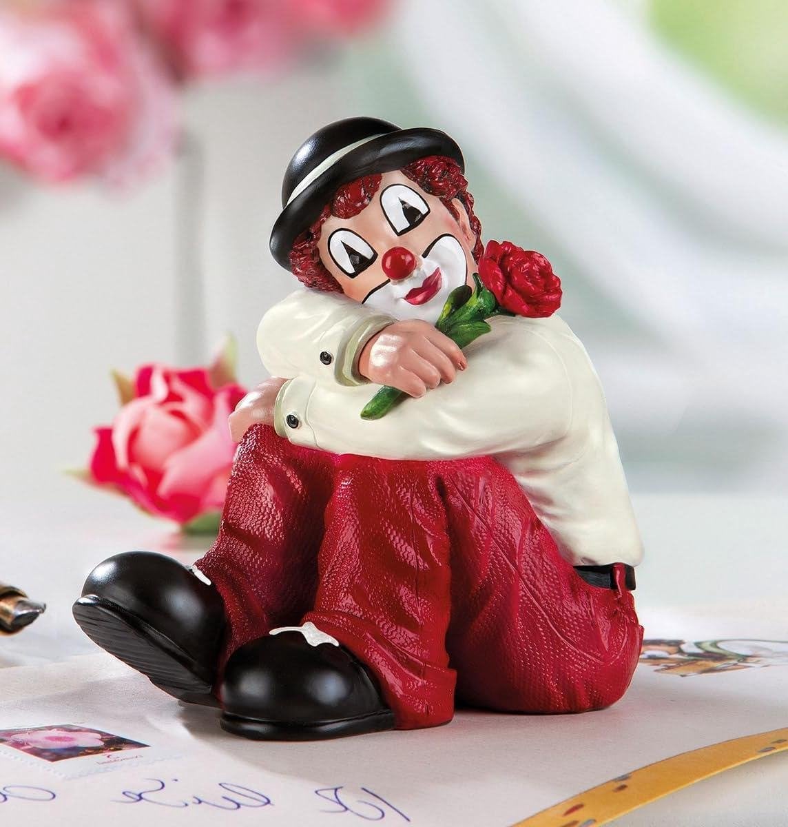 Gilde Decoratieve Clown Figuur - Handbeschilderd Kunsthars Beeldje - Meerkleurig - Hoogte: 8 cm