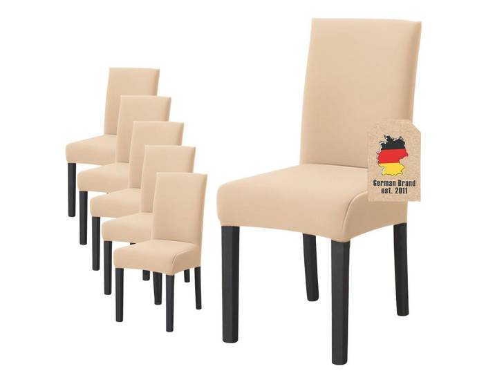 Stuhlhusse (6-tlg. Set), Beige, Kunststoff, 1x38 cm, Heimtextilien, Wohntextilien