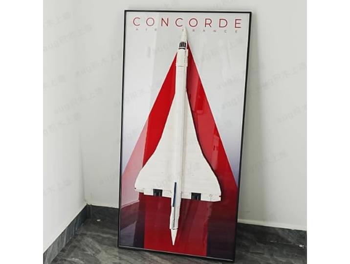 Acryl-Vitrine für Lego 10318 Concorde Airbus, Wandtafeln, Bilderrahmen, Hintergrundstoffe, kompatibel mit 10318 (Modell nicht enthalten) (ohne Licht)