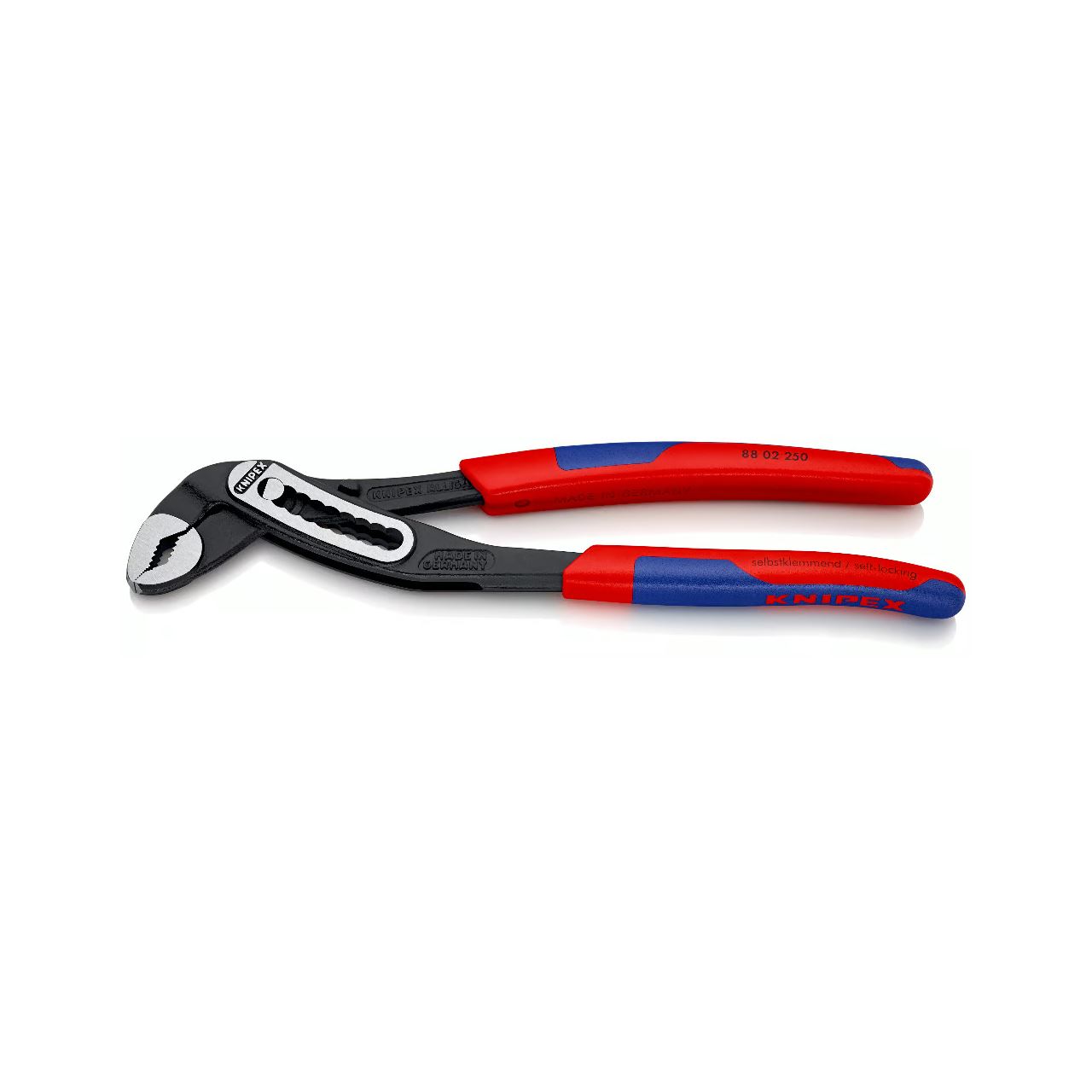 Knipex Alligator 88 02 250, 250mm, Rohr- / Wasserpumpen-Zange (rot/blau, Wasserpumpenzange, 9-stufig verstellbar)