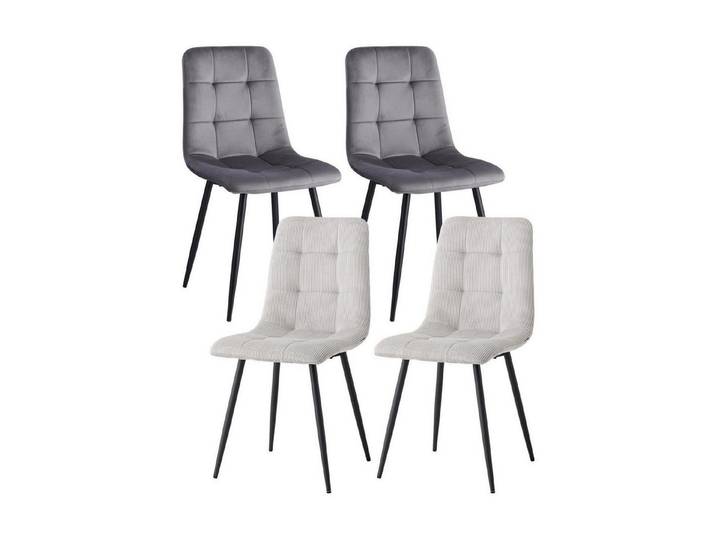 LuxusKollektion Esszimmerstuhl Esszimmerstühle 4er Samt Cord Gepolstert Metallbeine Gy+lg 4er-Set