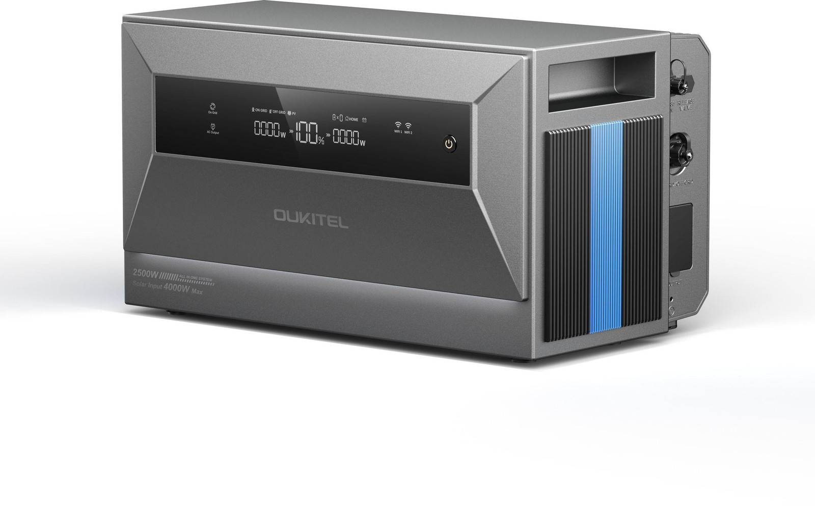 OUKITEL EP2500 Balkencentrale-opslag 2048 Wh LiFePO4 uitbreidbaar tot 16.384 Wh, 2500 W, IP65 met App