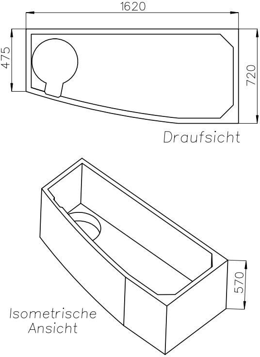 Neuesbad Wannenträger für Duscholux Piccolo 168 165x75 SW13373