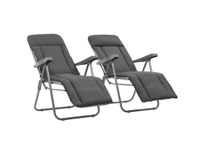 Chaises pliables de jardin avec coussins 2 pcs Gris
