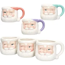 6x Kaffeebecher Nikolaus 280ml 4 Farben Glühwein Pastell Weihnachten Pott Tasse