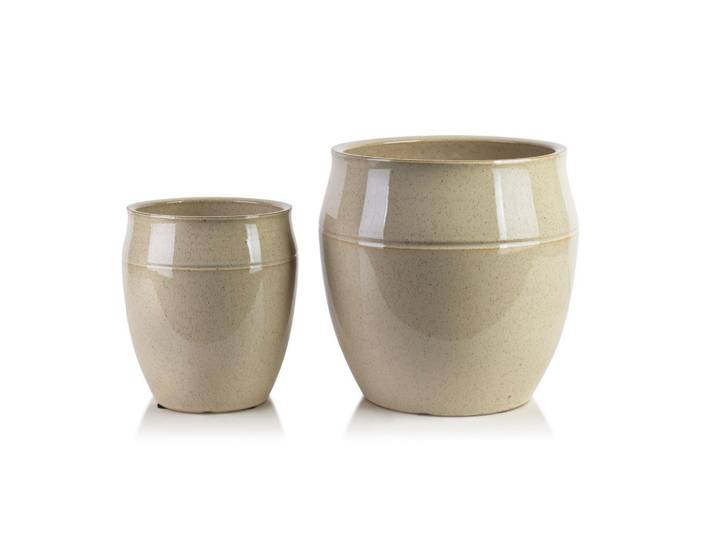 Mondex Blumentopf Neva 2er Set Beige 30.5/30.5/23 cm Keramik, 30.5x23x30.5 cm, Dekoration, Blumen & Blumentöpfe, Übertöpfe