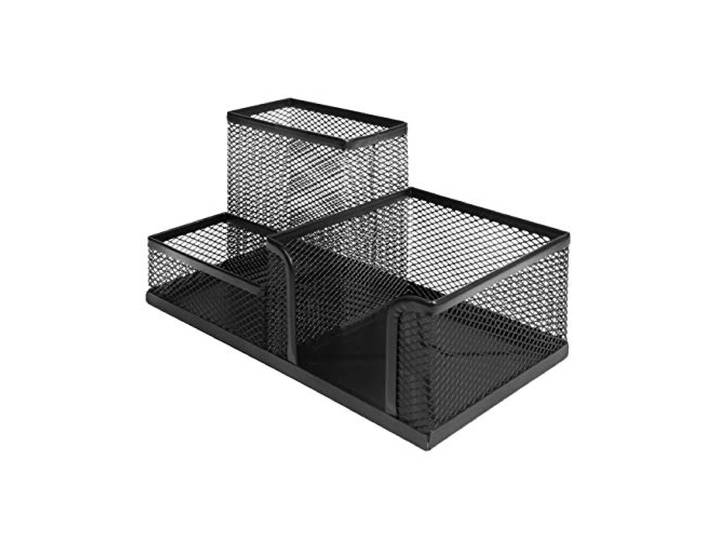 QUVIO Bureau organizer/Pennenbakje/Pennenhouder/Organizer/Bureau/Bureau accessoires - 3 vakken - Staal