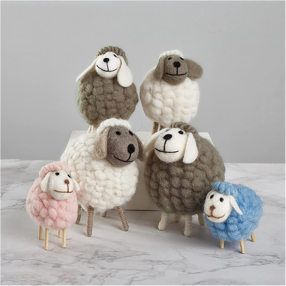 Wit Schaap Beeldje - Klein Ornament voor Woonkamer Decoratie