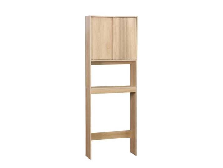 Etagère / Meuble WC Linear avec portes coulissantes. 3 espaces de rangement. naturel. 64 x 20 x 180 cm