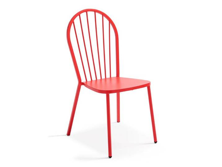 Chaise bistrot en métal rouge Honfleur - Oviala