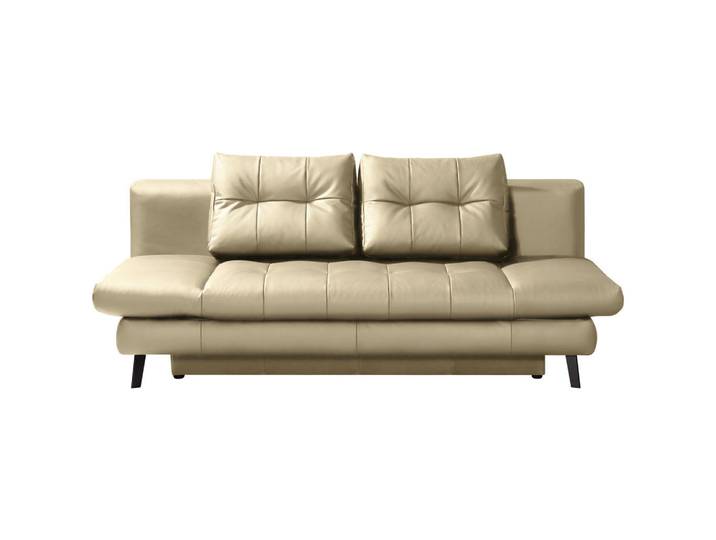 Novel Schlafsofa Liane, Schlamm, Metall, Echtleder, Rindleder, 2-Sitzer, 209x94x94 cm, Lederauswahl, Wohnzimmer, Sofas & Couches, Sofas, Ledersofas