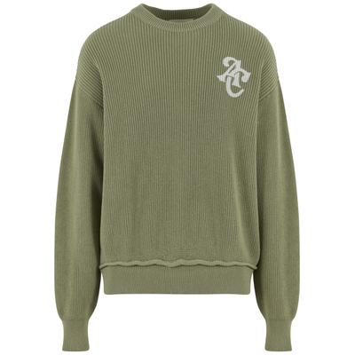 Rundhalspullover ANOTHER COTTON LAB "Another Cotton Lab", Herren, Gr. L, grün, 100% Baumwolle, mehrfarbig, oversize, Rundhals, Pullover Rundhalspullover