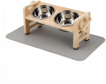 Inspire Picks 6 Level Adjustable Elevated Cat Bowl Stand With Anti Spill Feeding Mat bowls And Mat Set