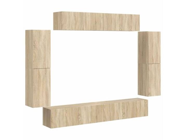 Roanoer TV Lowboard Hängend 8-Teilig Set Wandboard Sonoma Eiche Modulares Hängeschrank Set für Wohnzimmer und Flur schafft viel Stauraum am Fernseher ohne Grundfläche zu belegen.