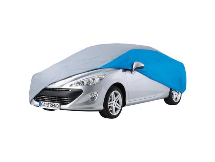 cartrend Vollgarage Vlies Größe L, wasserabweisend, Stoffgarage Autoplane Autobezug Autoabdeckung Auto Abdeckplane KFZ, Silber