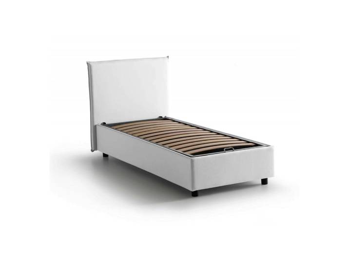 Lit simple en tissu blanc 80x190 cm