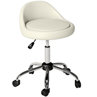 MODFU Rollhocker aus Bonded Leather, Weiß, höhenverstellbar 63-83 cm