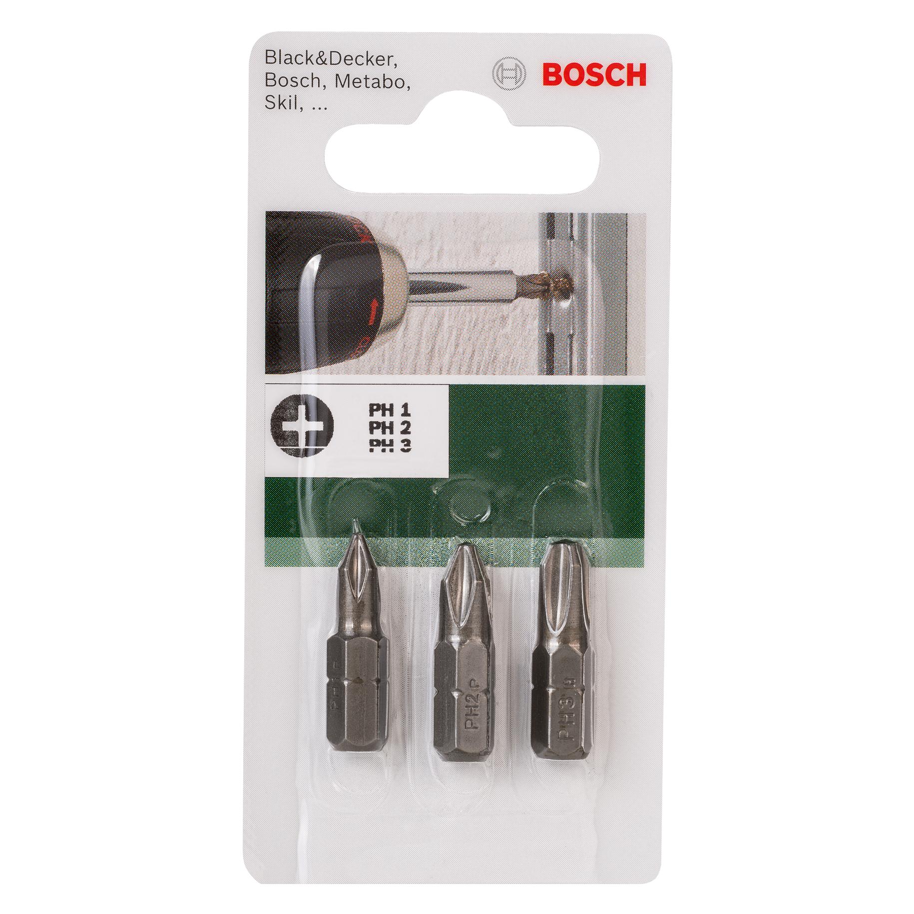 Bosch Zubehör 3tlg. Schrauberbit-Set Standard für Philipps-Kreuzschlitzschrauben (PH) (2609255964)