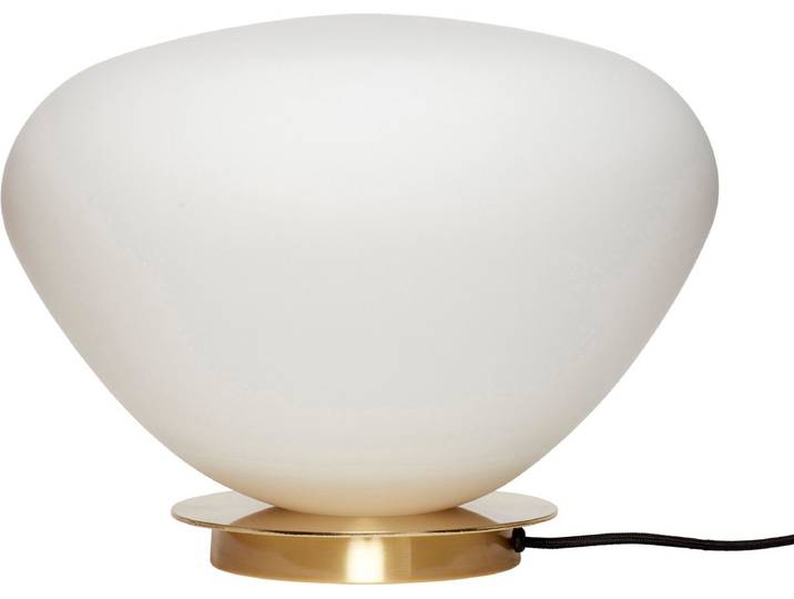 HÜBSCH INTERIOR - Tafellamp van melkglas met messing voet - ø39xh28cm