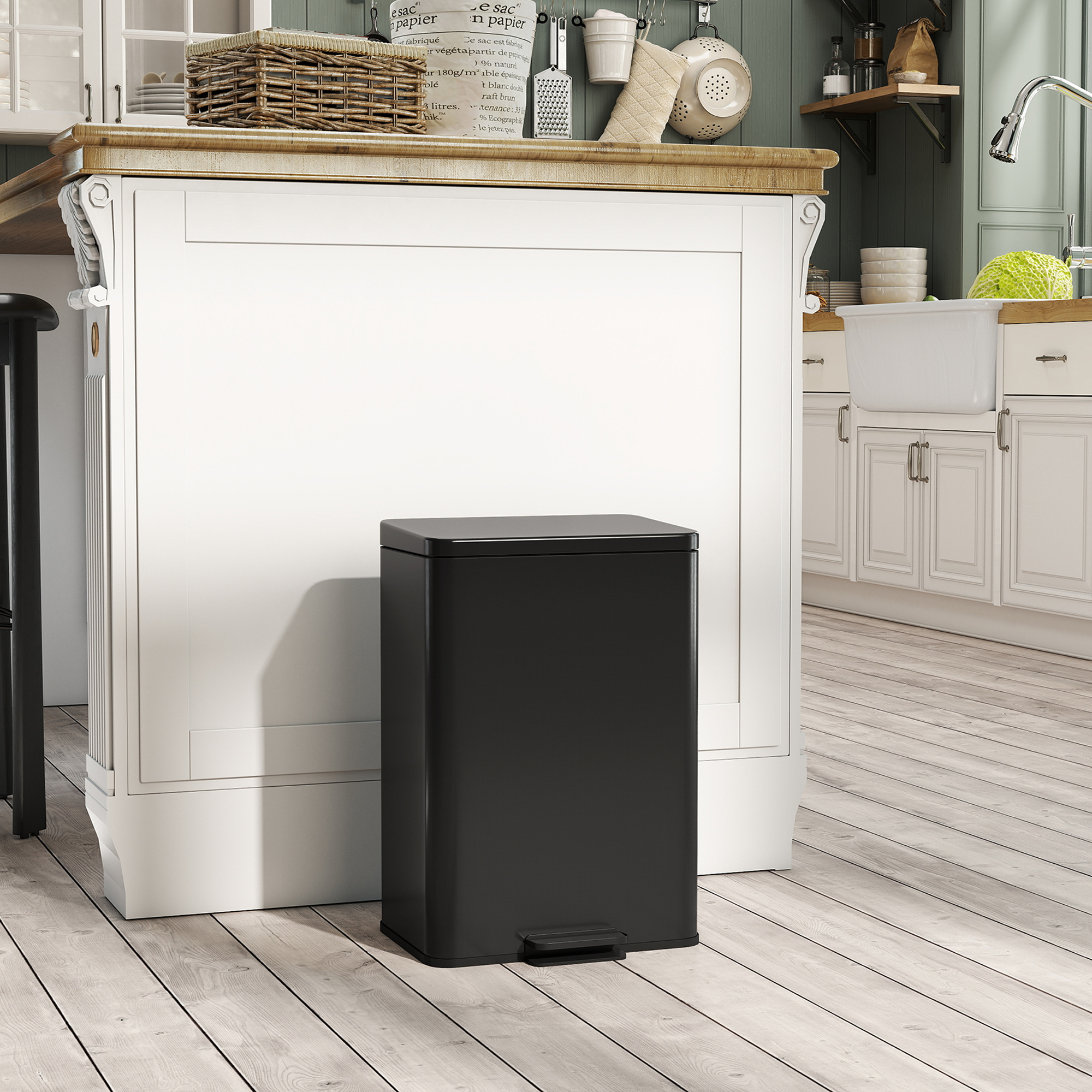 Homcom Pattumiera 20 L a pedale con coperchio soft-close e secchio rimovibile, Nero opaco   Aosom Italy