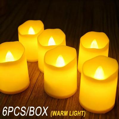 Uplifted Goods Christmas LED Flameless Candle Set With Santa Projection 6pcs Warm Light