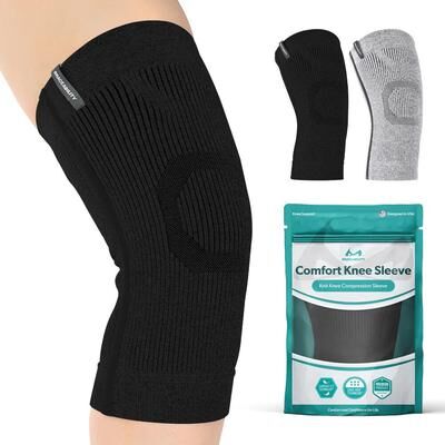Women's Comfort Knee Compression Sleeve by BraceAbility in Black (Size XL/2XL)