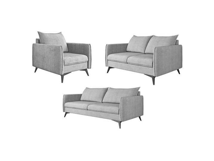 S-Style Sitzgarnitur 3+2+1 Pulse Silber Luxusmikrofaser, Silberfarben, Echtholz,Buche, Birke, Füllung: Polyetherschaumkern,Polyetherschaumkern, 199x86x91 cm, Wohnzimmer, Sofas & Couches, Sitzgarnituren