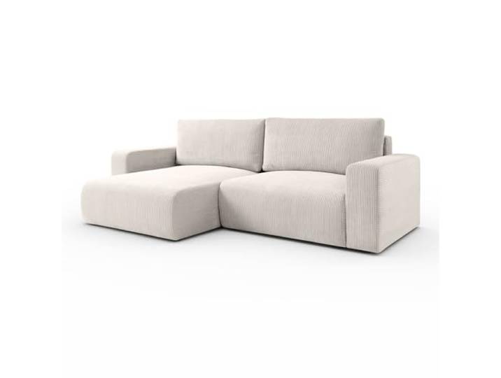 Lookway Ecksofa Opera mit Schlaffunktion und Bettkasten, universaler L-Form Schlafsofa mit Liegefläche 125x205 cm, Wohnzimmer Sofa (Creme - Poso 100)