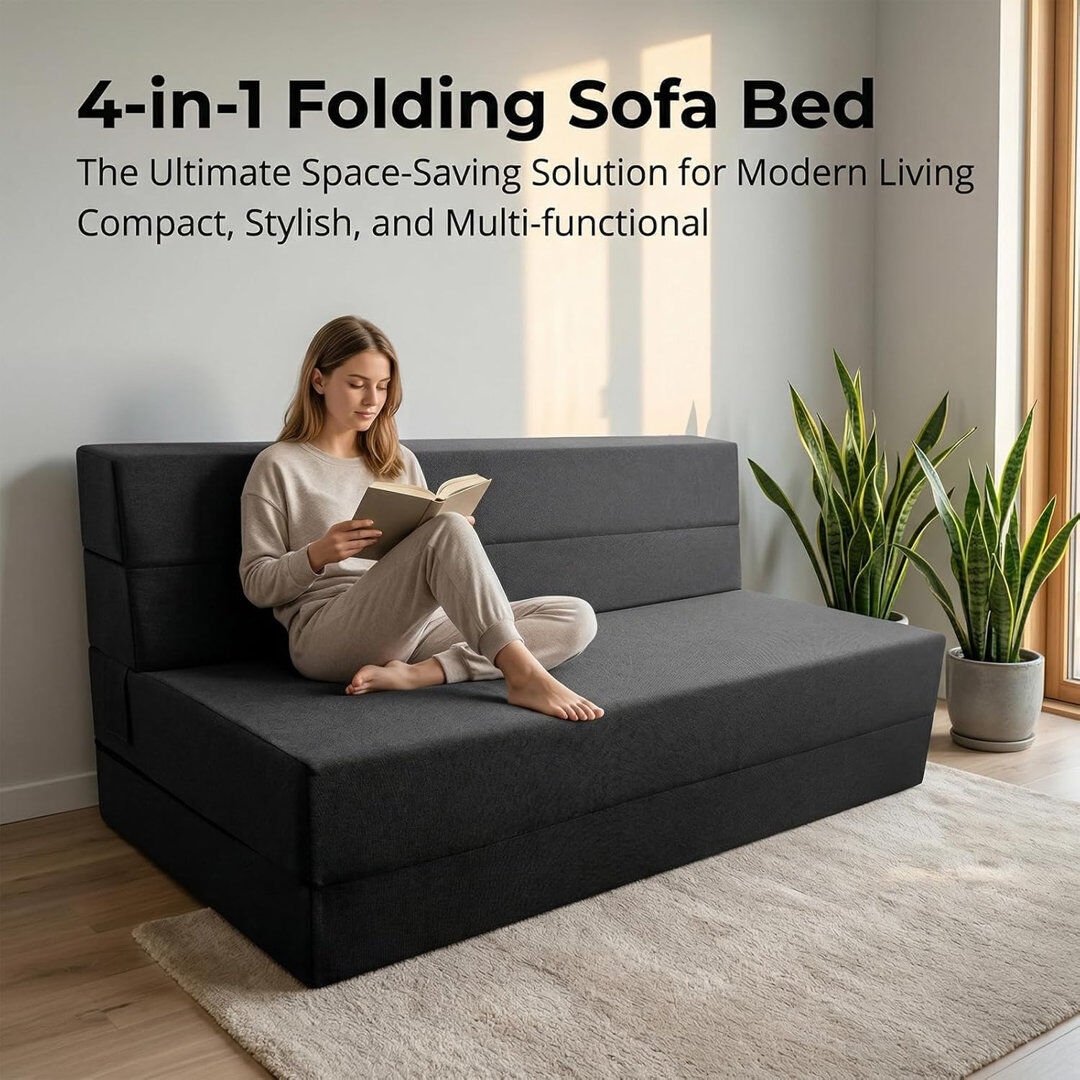 17 Stories Rilie Sofa Bed Black 135 * 190 cm