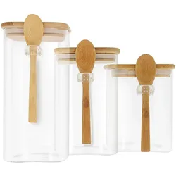 Cheffinger Set Vorratsgläser mit Löffel, Vorratsbehälter, Transparent
