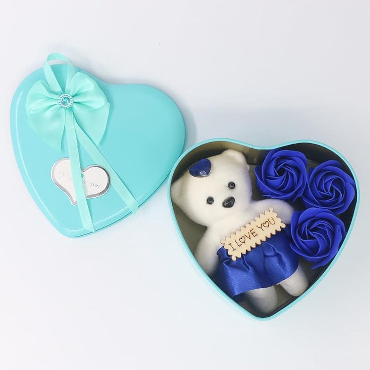 Set van 3 handgemaakte kunstmatige blauwe rozen voor een romantische decoratie