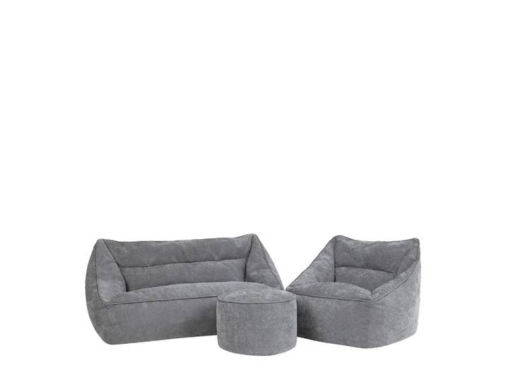 SITZSACK-SET 3 tlg, Sofa Chenille Cecilia, Sitzsack Sessel mit Hocker