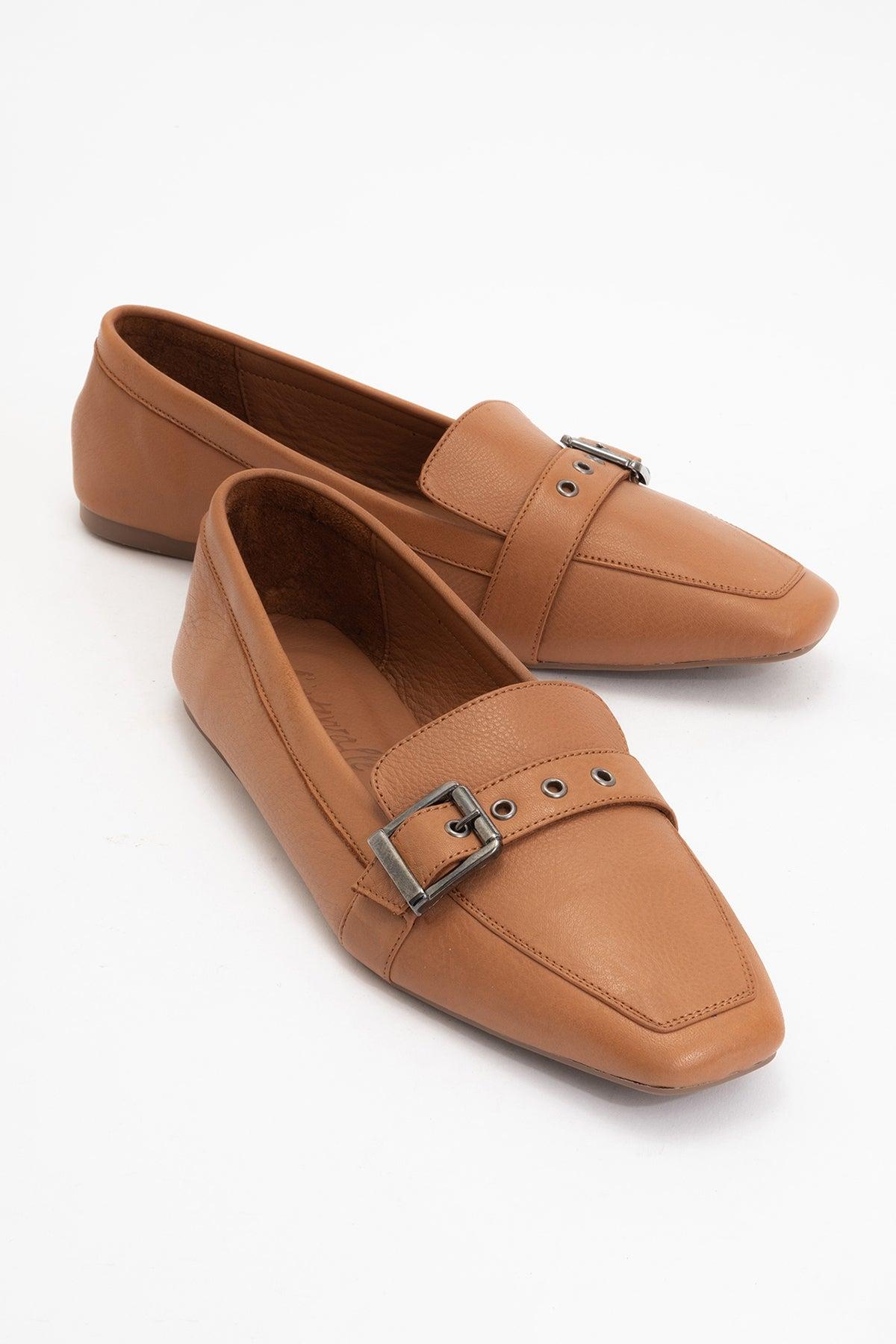 Noir Leren Plat Loafers Dames