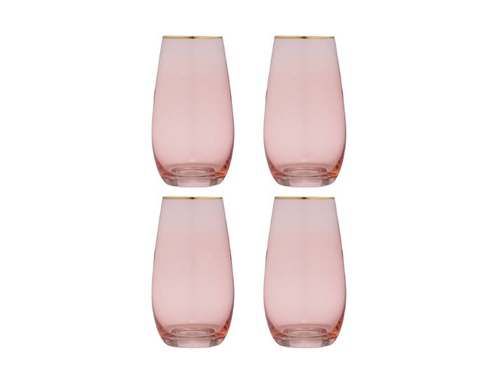 Handgefertigte Longdrink-Gläser „Chloe“, 4er-Set Peach Ladelle