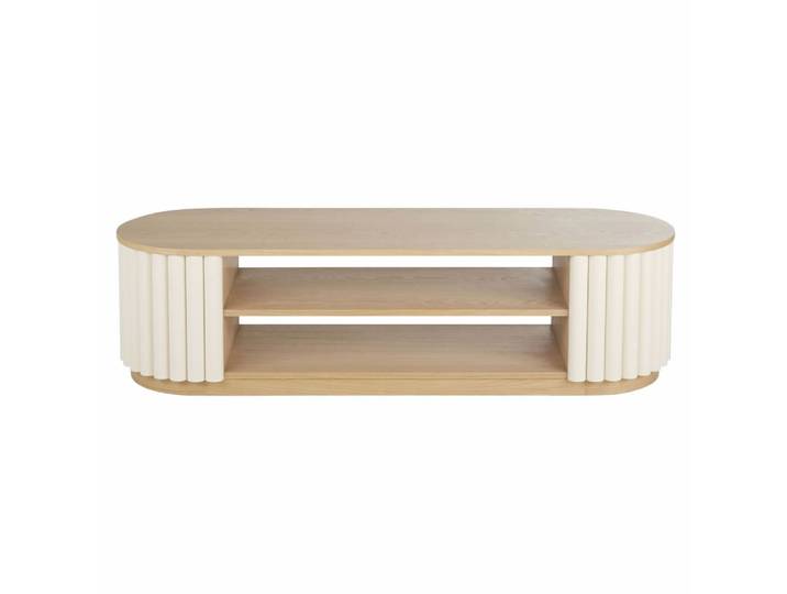 Meuble TV effet rondins blancs, L160 cm