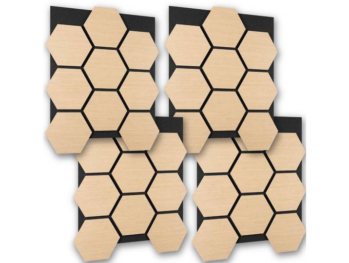 tectake Akustikpaneele Sonic Shield, je 76 x 62 x 1,8 cm, Größe flexibel anpassbar, Eiche, Eichefarben, Holz, 62x1.8x76 cm, Tapeten & Wandverkleidungen, Akustikpaneele