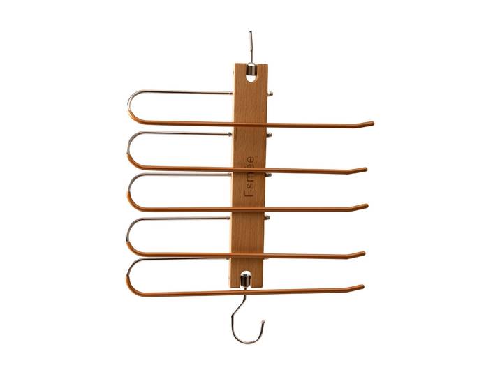 Kleiderbügel ESMÉE mit Gummibeschichtung 1 Stück , braun, H:35,5cm T:5,5cm, Buchenholz, Kleiderbügel, Kleiderbügel