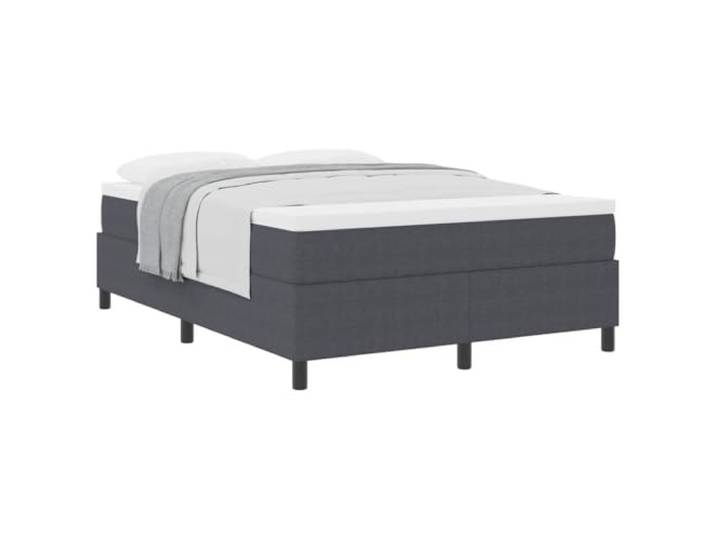 KTHLBRH Boxspringbett Dunkelgrau und Weiß 160 x 200 cm Rahmen aus Holz, feste Latten, Matratze inklusive, mittlere Festigkeit