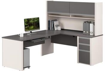 Bestar Connexion 72W L-Shaped Desk with Hutch and Pedestal