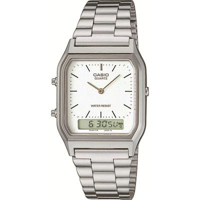 Chronograph CASIO VINTAGE, silber (silberfarben, weiß), Armbanduhren, Damen, Chronograph, Quarzuhr, Armbanduhr, Damenuhr, Herrenuhr,Digitaluhr, Edelstahlarmband