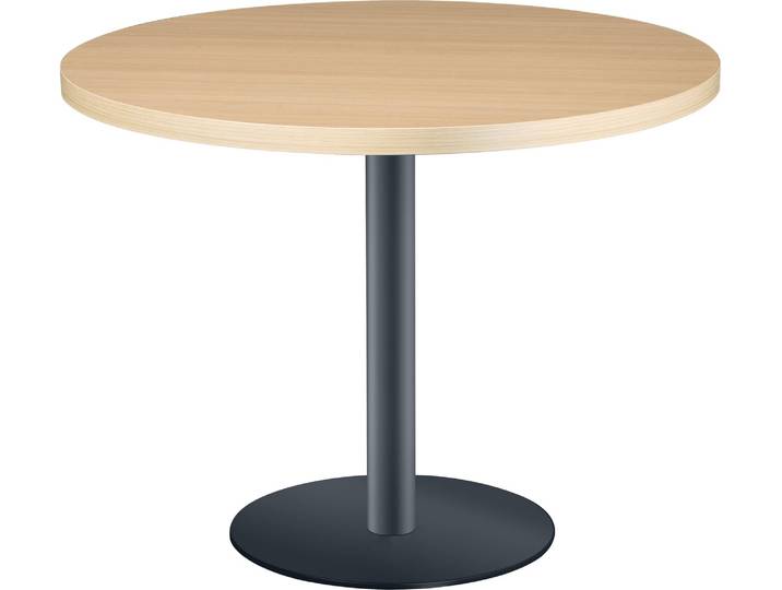 Table ronde Shiny 100 cm chêne clair pied métal anthracite - - Bruneau
