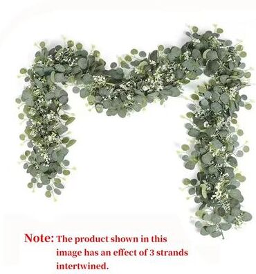 Inspired Finds Artificial Eucalyptus Garland With White Flowers And Berries For Wedding And Home Decor Artificial Eucalyptus Garland With White Flowers And Berries For Wedding And Home Decor
